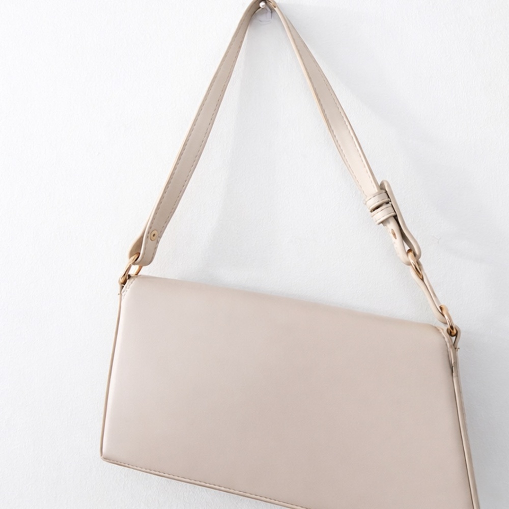 Nude/ Light Pink Diagonal Shoulder Bag – Gold Hardware